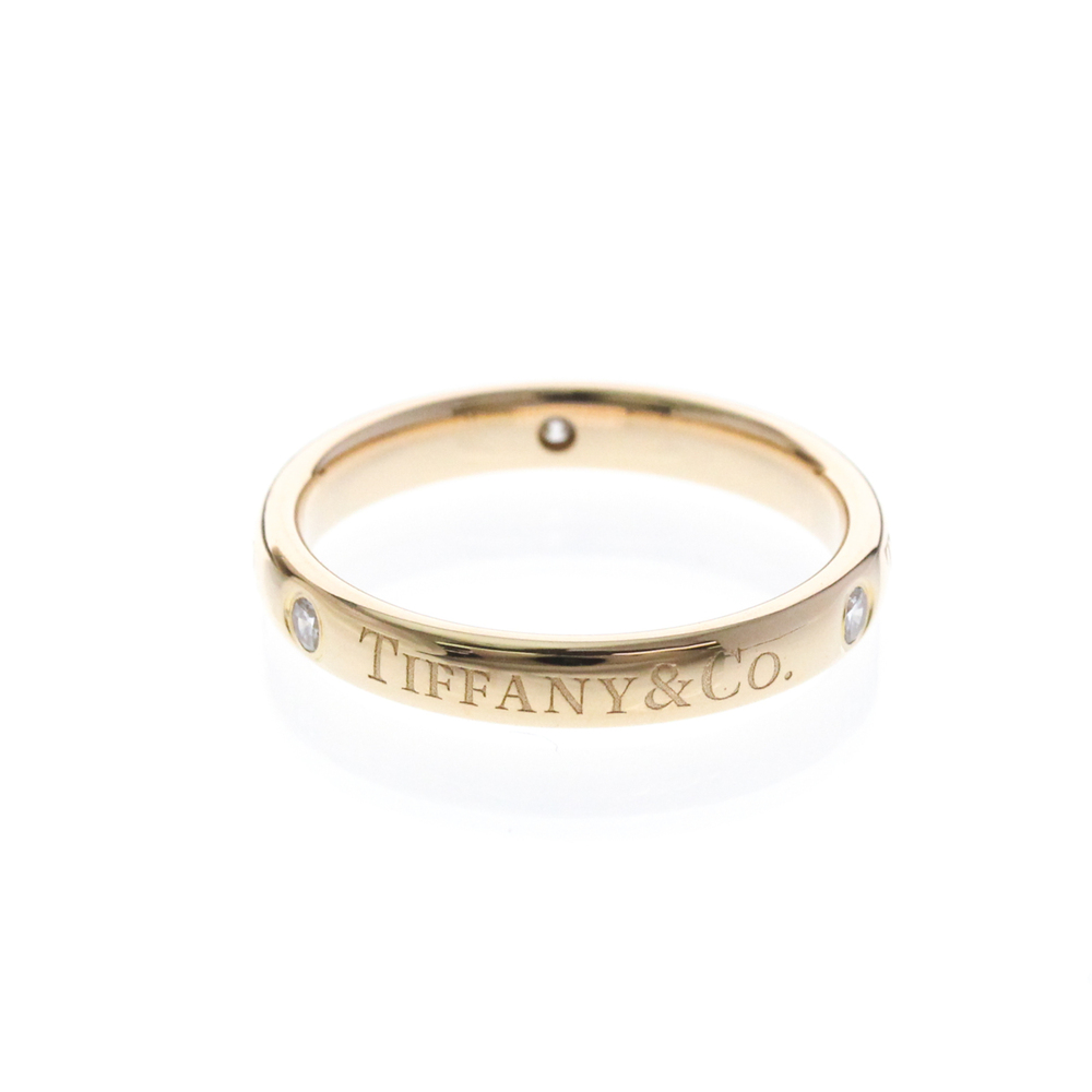 Tiffany Flat Band Ring With 3 Diamonds Pink Gold (18K) Fashion Diamond Band R...
